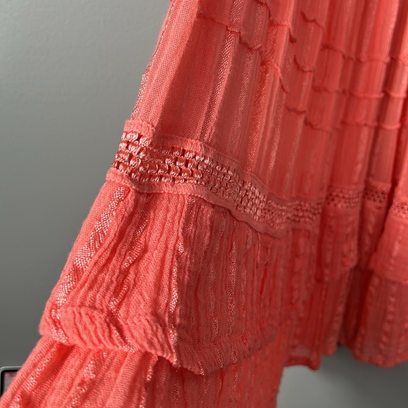 Orange Cotton Boho Maxi Skirt Elastic Band No lining - Picture 4 of 9